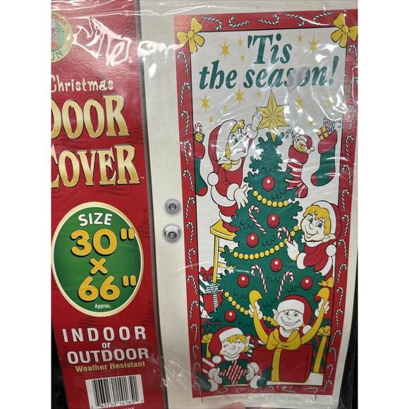 Vintage Christmas Door Cover Indoor Outdoor 30” X 66” Tis The Season Tree - Picture 5 of 5
